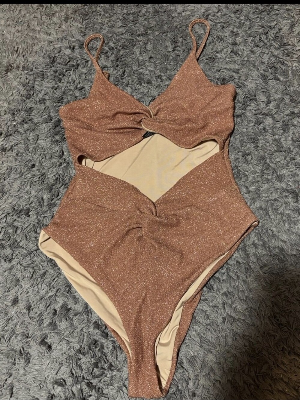 Beach Riot Gold Sparkle One Piece Bikini MEDIUM